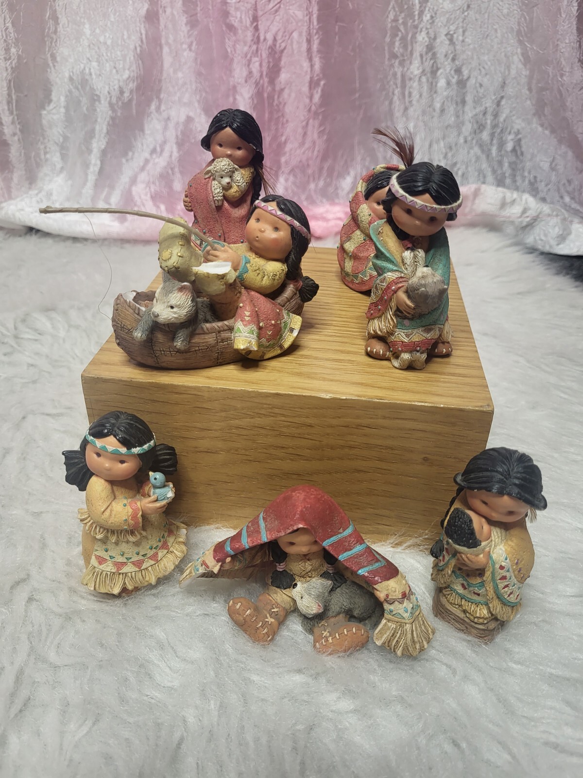 Vintage 1994 Friends of a Feather Resin Native American Collectibles 6 Figurines Vintage 1994 Friends of a Feather Resin Native American Collectibles 6 Figurines