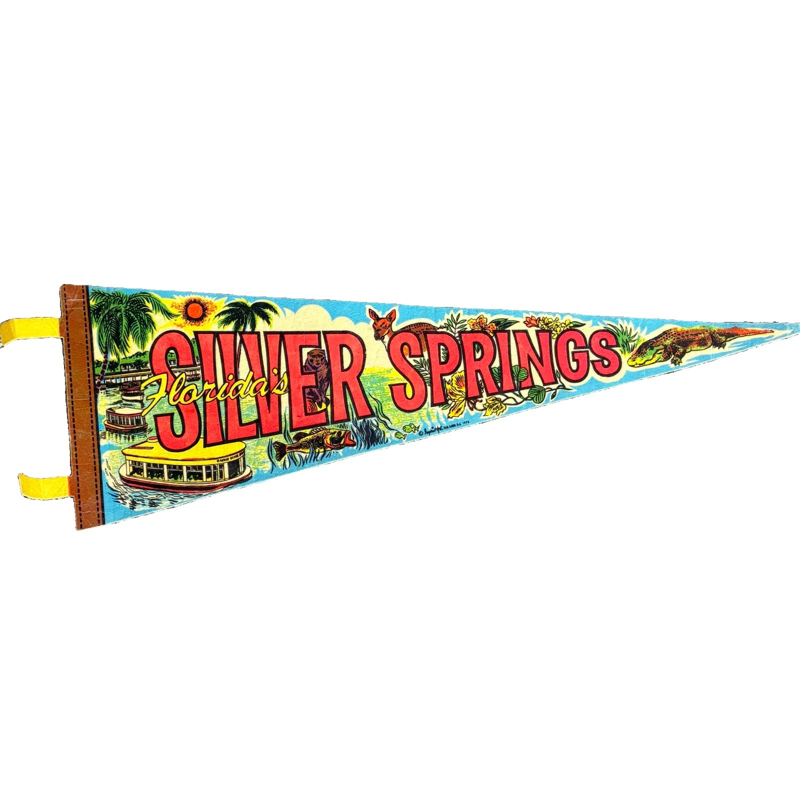 Vintage 1976 Silver Springs Florida Felt Collectible Pennant Banner 25” x 8” Vintage 1976 Silver Springs Florida Felt Collectible Pennant Banner 25” x 8”