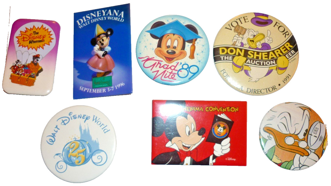 Vtg Disney Pin Button Lot 7pc Disneyana Grad Nite 89 Scrooge DuckTales WDW 25th Vtg Disney Pin Button Lot 7pc Disneyana Grad Nite 89 Scrooge DuckTales WDW 25th