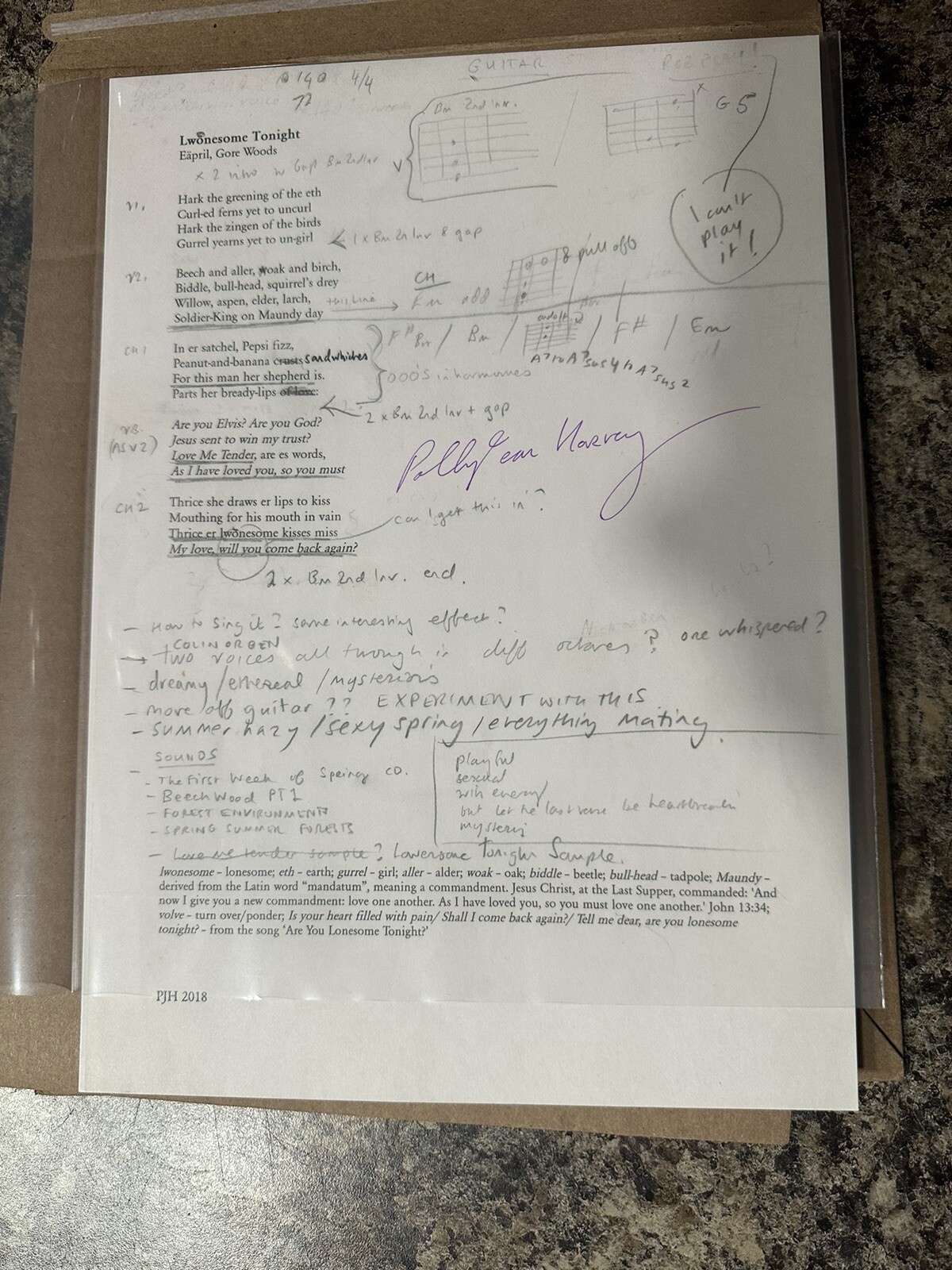 PJ Harvey - Lwonesome Tonight Hand Signed Lyric Card - Ships Now PJ Harvey - Lwonesome Tonight Hand Signed Lyric Card - Ships Now