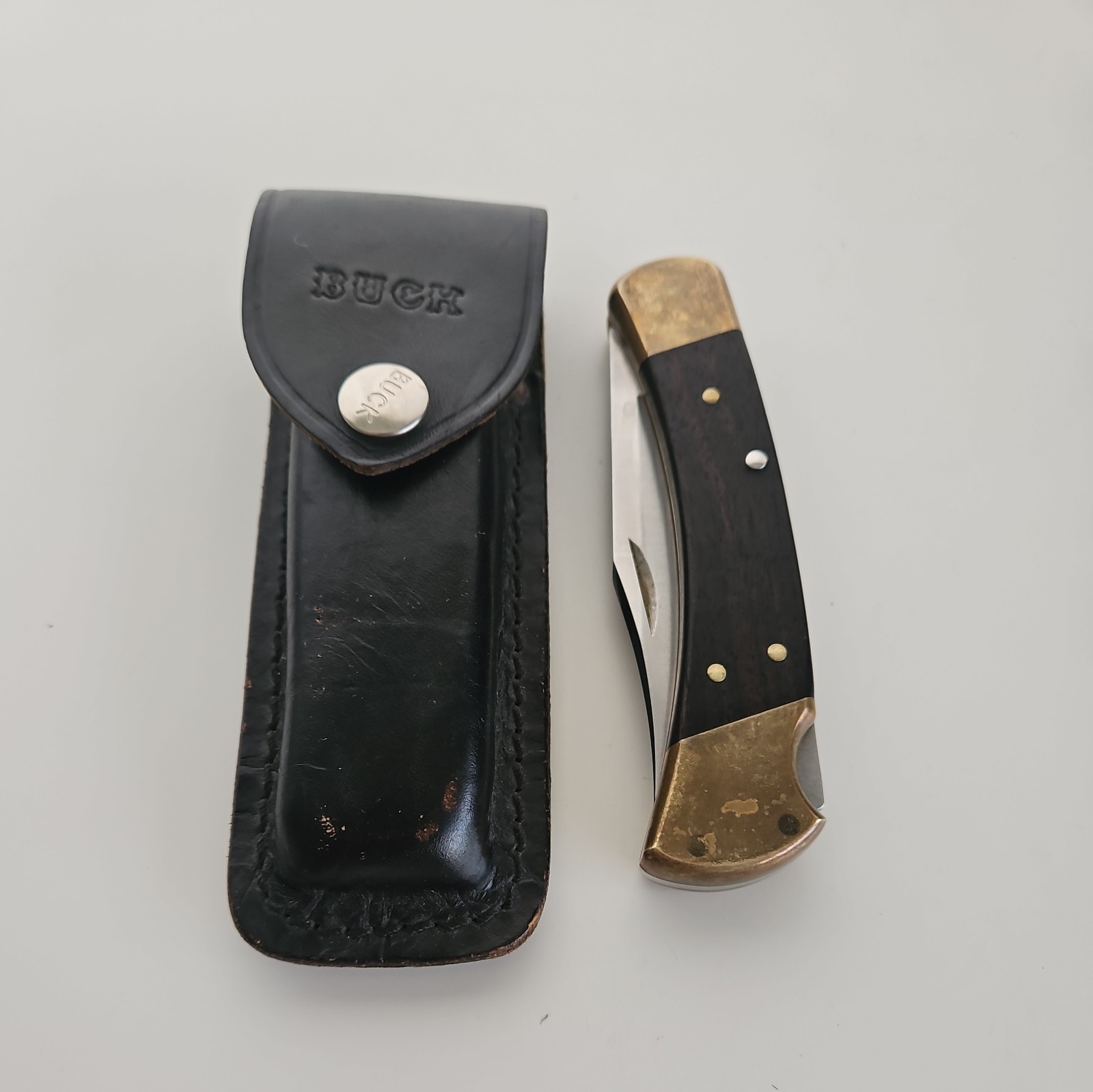 Vtg Buck 110 Pocket Knife Lockback Folding Hunter Leather Sheath USA Knives Vtg Buck 110 Pocket Knife Lockback Folding Hunter Leather Sheath USA Knives