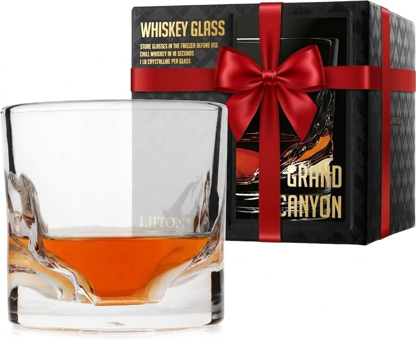 LIITON Grand Canyon Old Fashioned Whiskey Glasses, Set of 1, Mens Gift