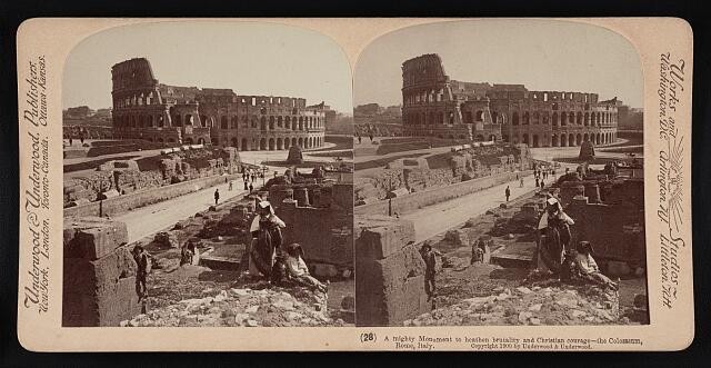 Photo:Rome Italy Colosseum 1900 stereoview people ruins antique photograph