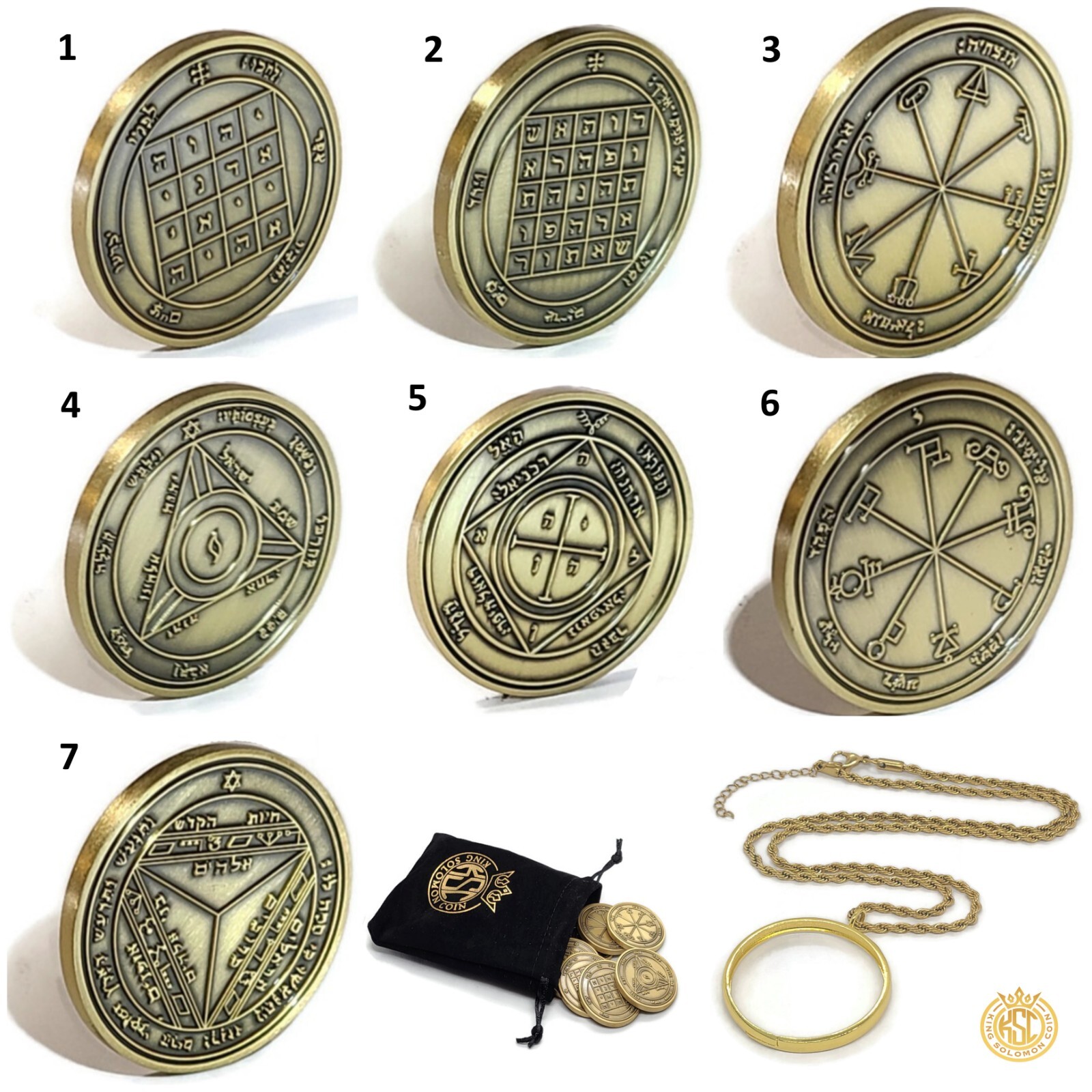 7 Pentacles of Saturn Coin Set - Protection & Binding Seals with 72 Names of God 7 Pentacles of Saturn Coin Set - Protection & Binding Seals with 72 Names of God