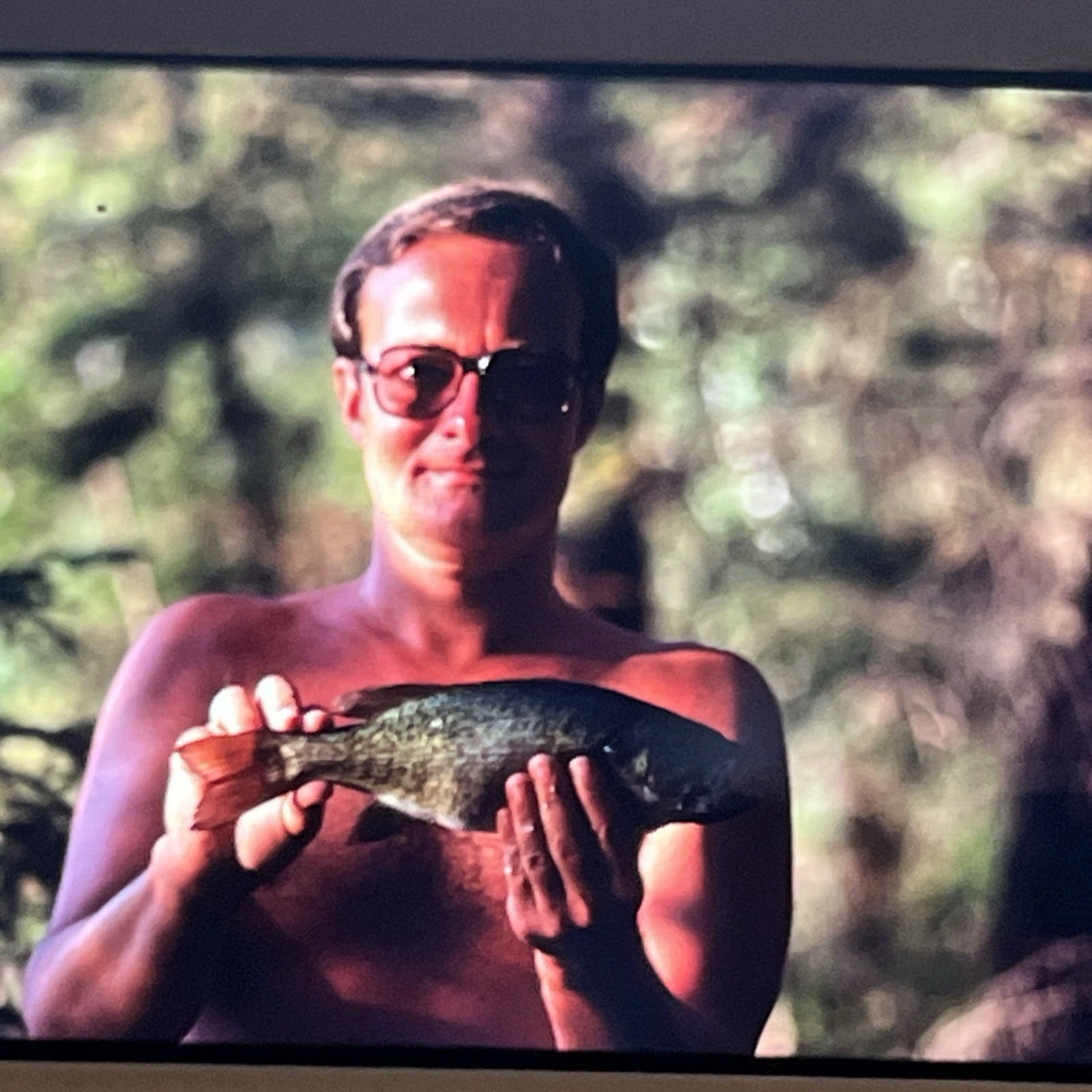 Vintage 35 mm Slide Photo Strange Creepy Man Holding Fish -- A2 Vintage 35 mm Slide Photo Strange Creepy Man Holding Fish -- A2