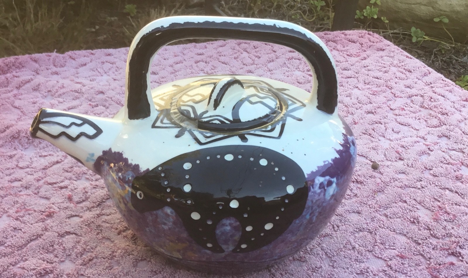 Vintage 1991 MANA POTTERY Bear Teapot w/ Lid Immanuel Trujillo Apache AZ #003