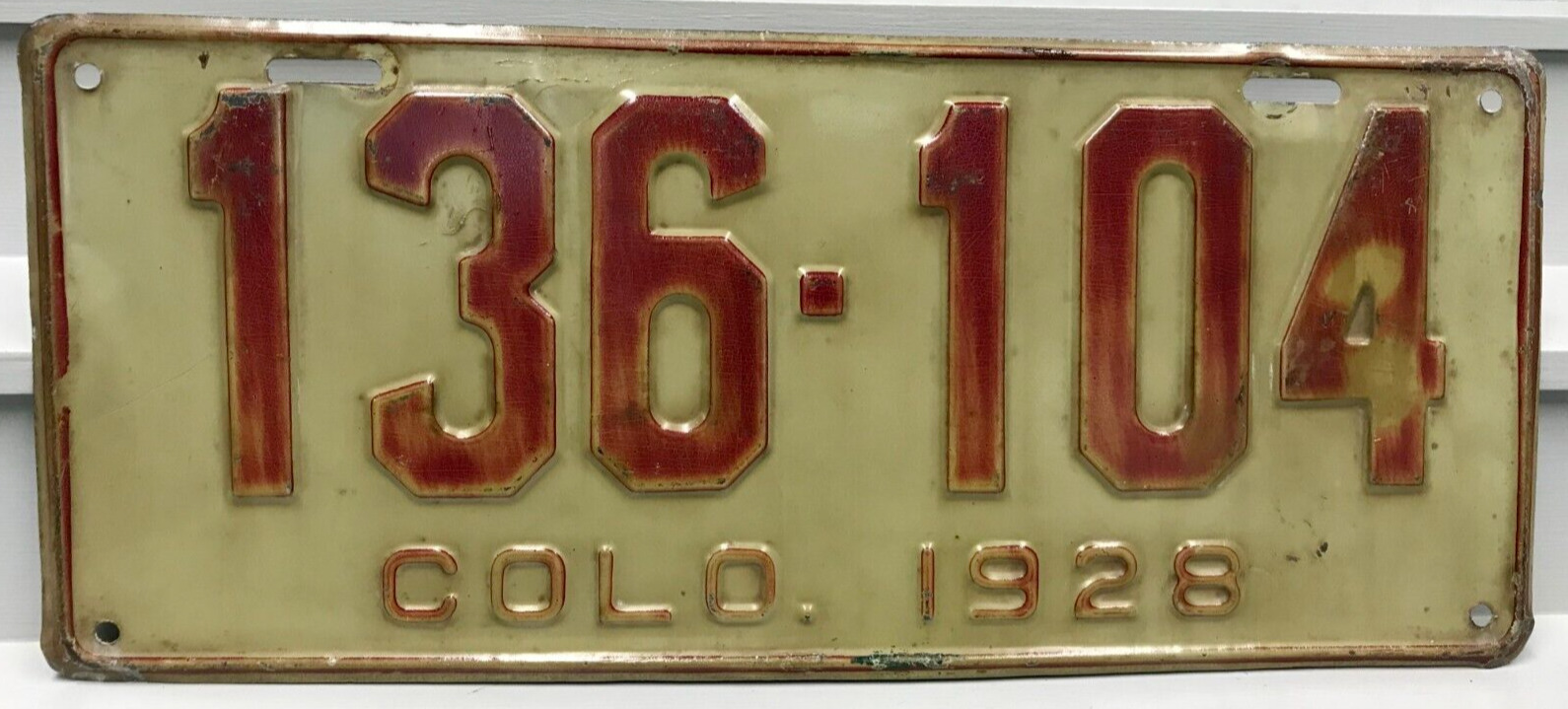 1928 Colorado License Plate 136-104