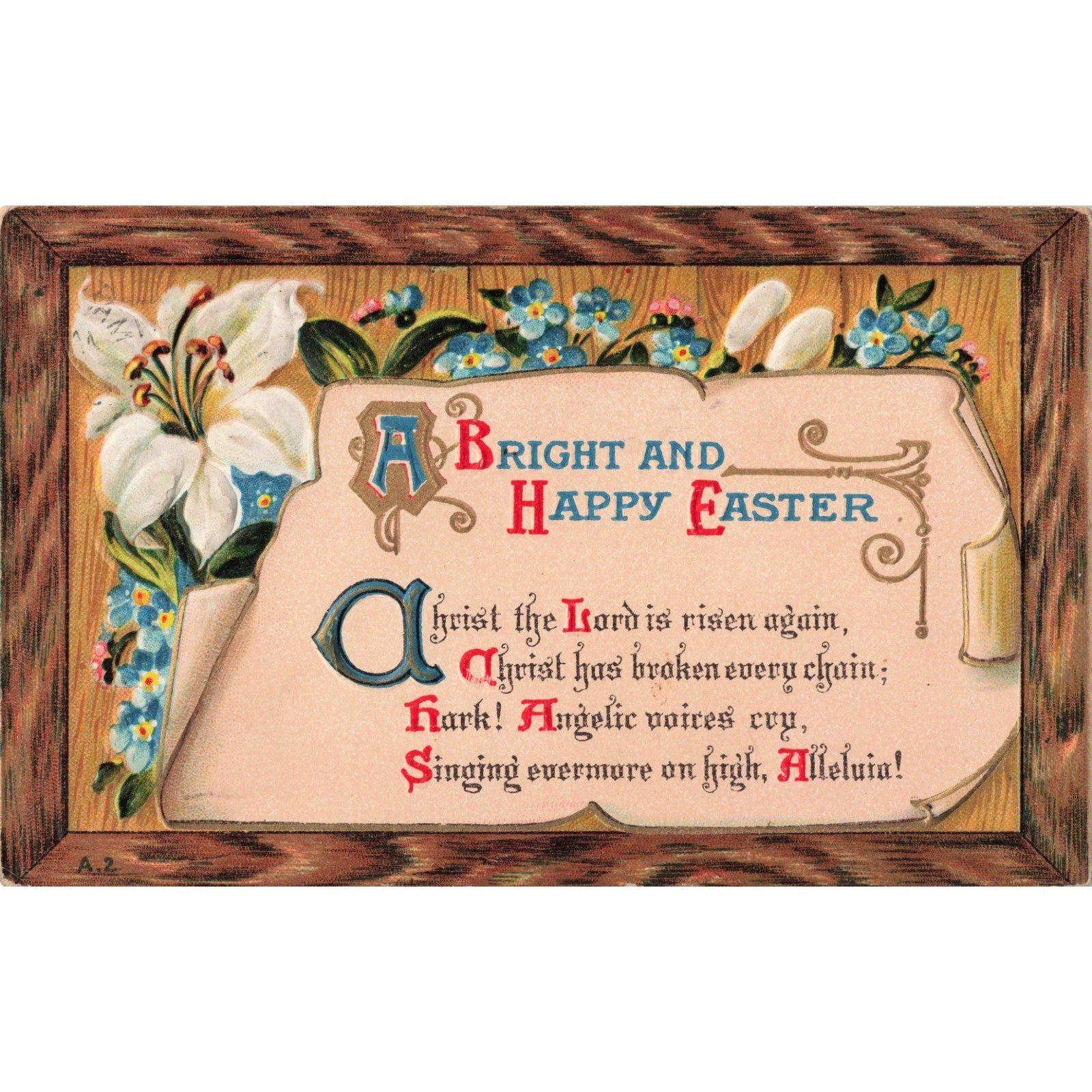 Vtg 1910 Embossed Easter Postcard White Lily Religious Poem Manitowoc WI VG