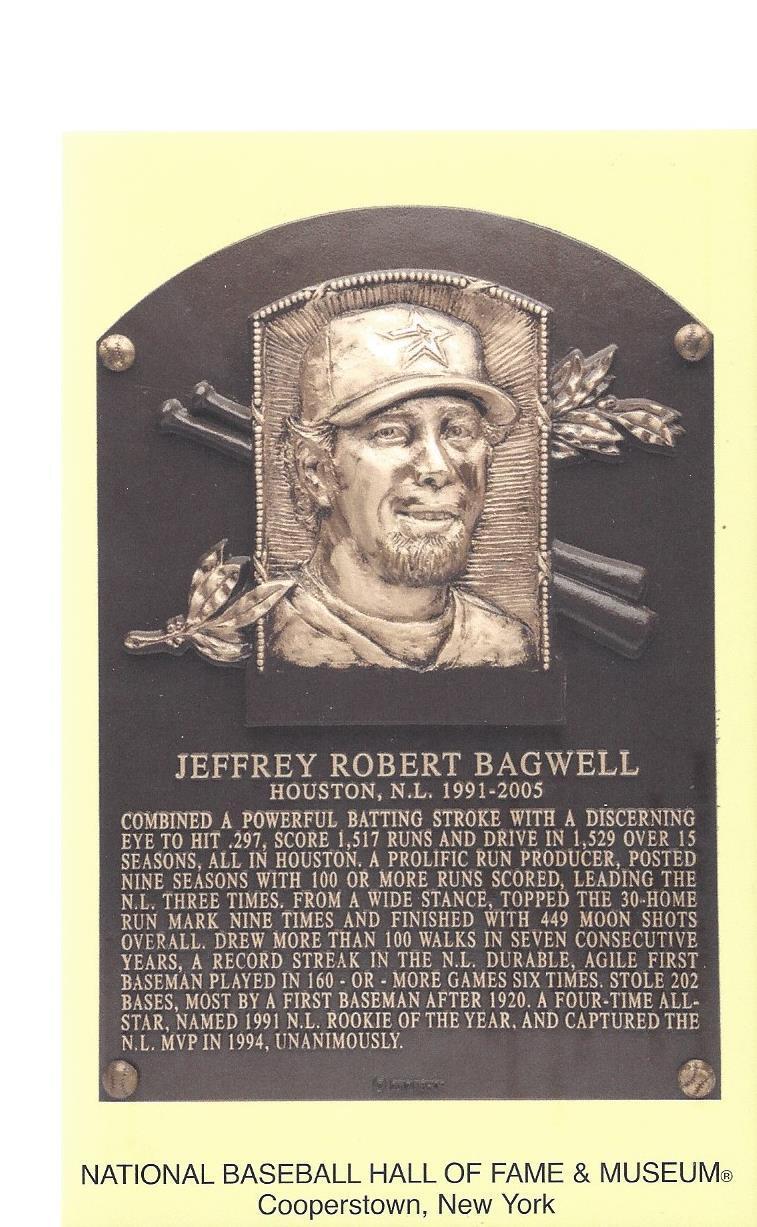 jeff bagwell plaque postcard baseball hall of fame 2017 mlb hof card astros