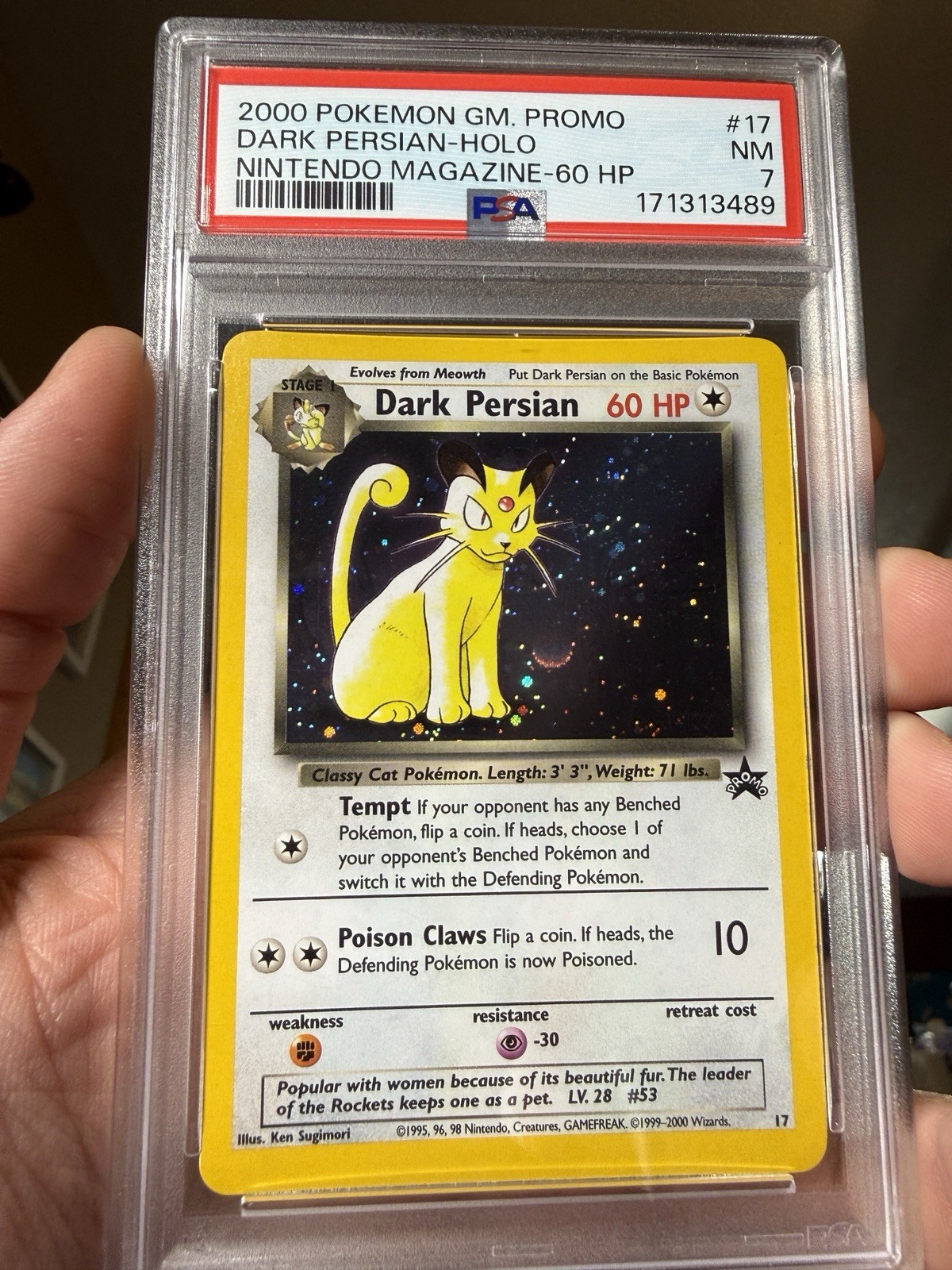 2000 Pokemon Dark Persian Holo #17 PSA 7 PART SWIRL Black Star Promo WOTC 2000 Pokemon Dark Persian Holo #17 PSA 7 PART SWIRL Black Star Promo WOTC