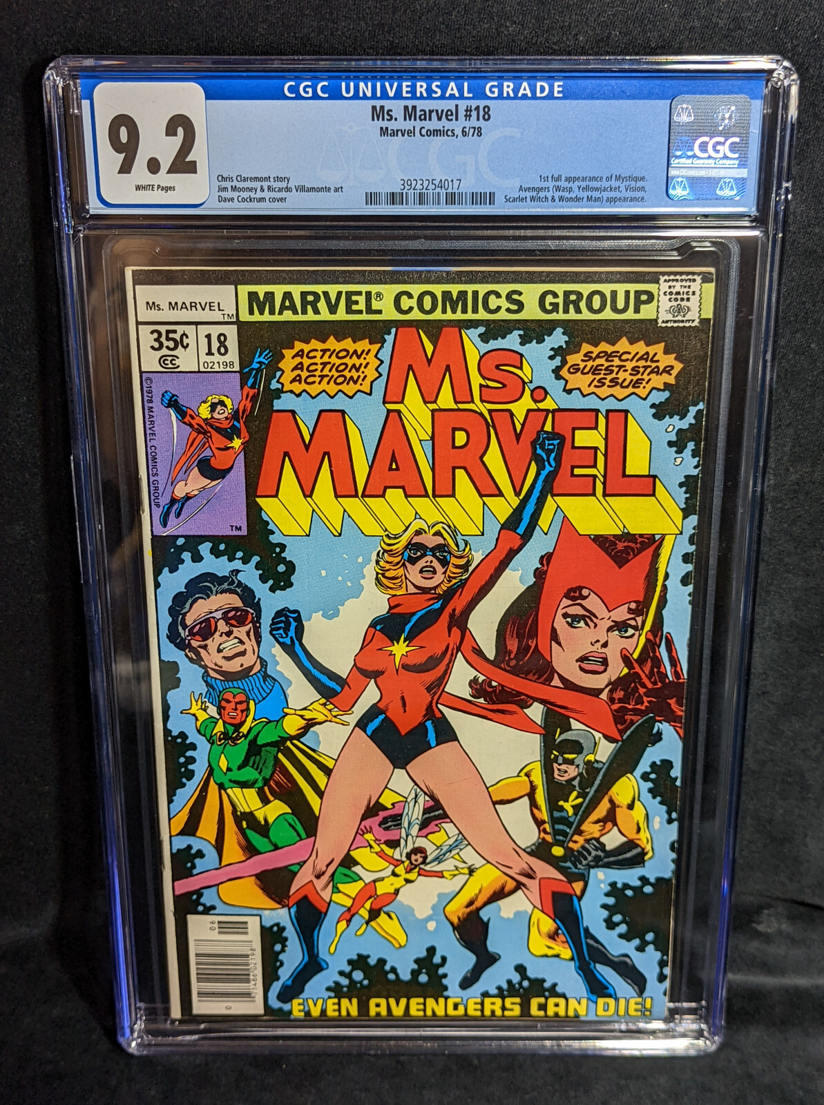 Ms. Marvel # 18 CGC 9.2 WHITE - 1st Mystique - Marvel (1977)  -