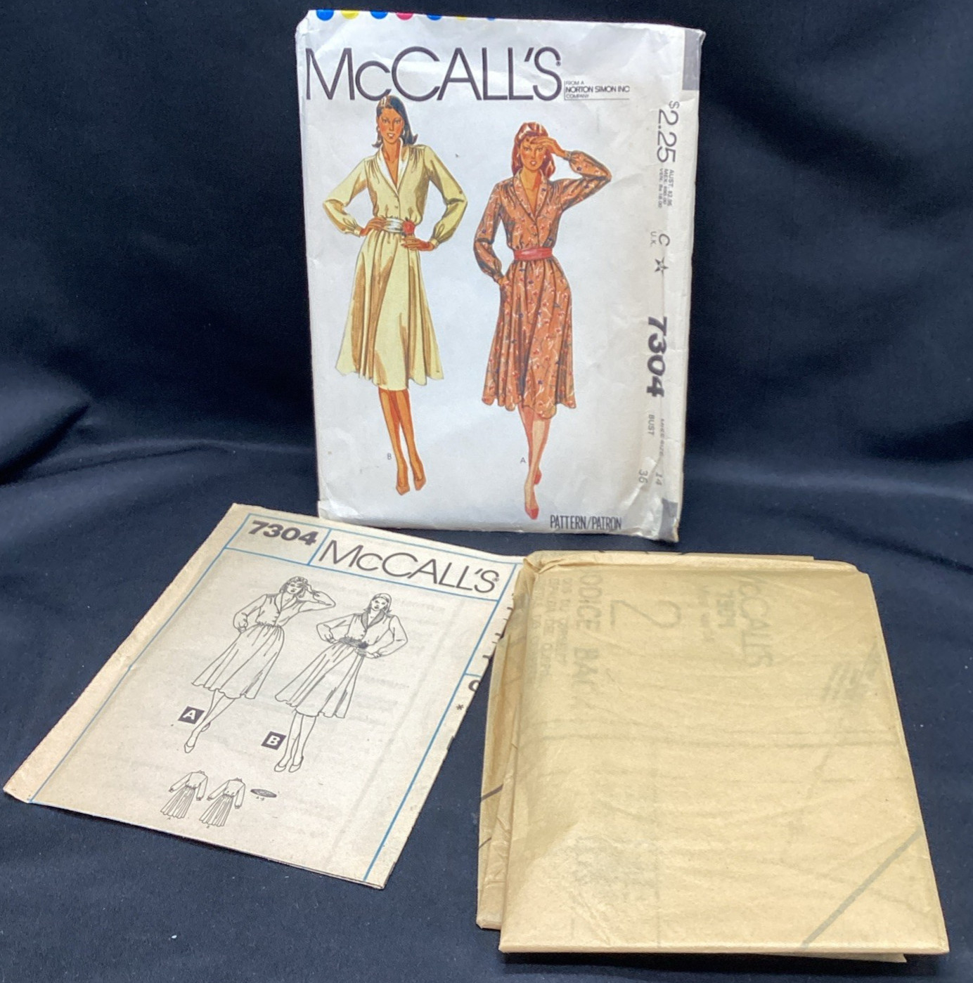 Vtg Sewing Pattern, McCalls 7304 dress, 14, Uncut - ships free Vtg Sewing Pattern, McCalls 7304 dress, 14, Uncut - ships free