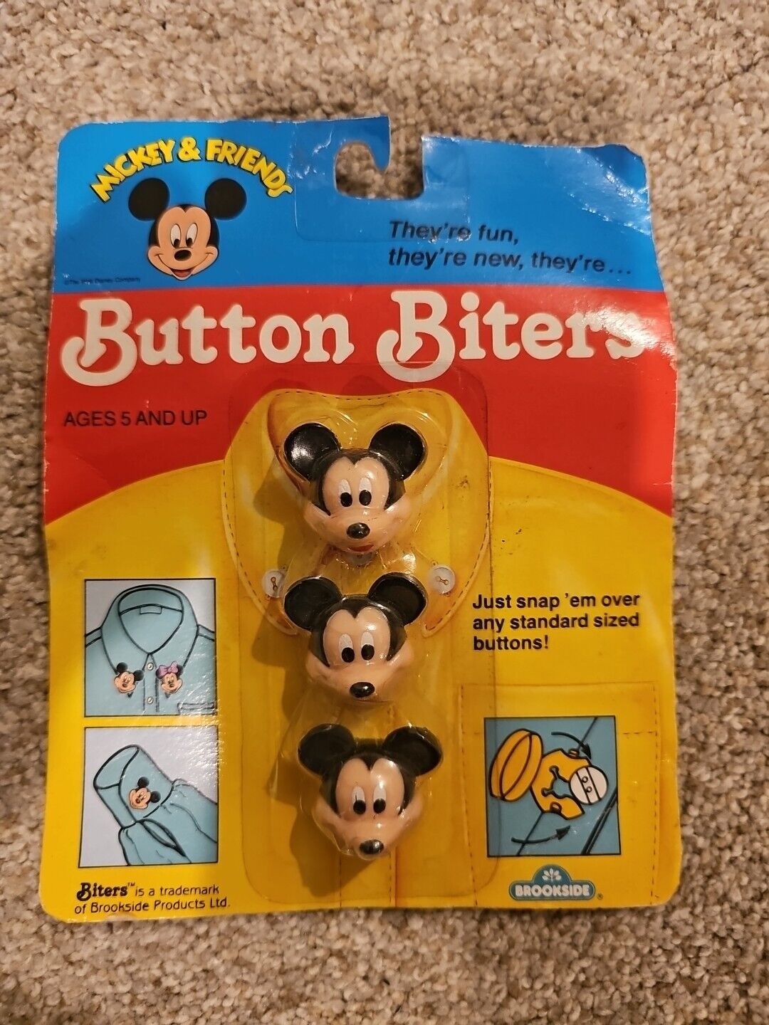 1991 Vintage Disney Mickey Mouse Button Biters