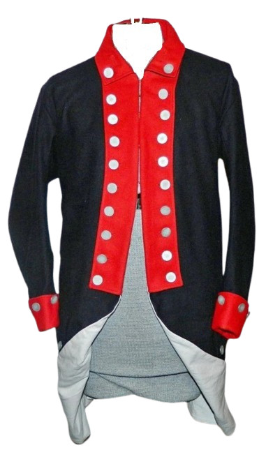 Revolutionary War Continental Regimental Coat Navy Blue With Red Facings Revolutionary War Continental Regimental Coat Navy Blue With Red Facings