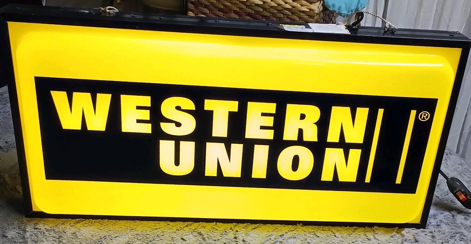 Vtg Western Union Double Sided Lighted Sign Everbrite Inc. 12\ Vtg Western Union Double Sided Lighted Sign Everbrite Inc. 12\