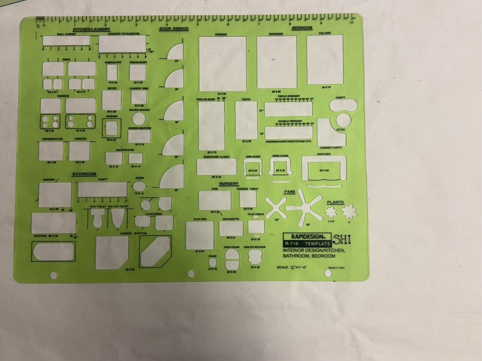 Rapidesign Architectural Interior Design Drafting Template 54H Green Stencil Rapidesign Architectural Interior Design Drafting Template 54H Green Stencil