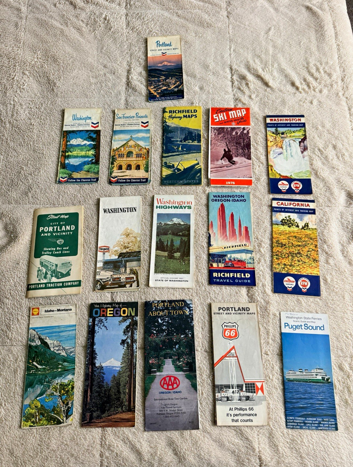 Vintage Travel Maps & Guides Lot Oregon Washington California Idaho Portland