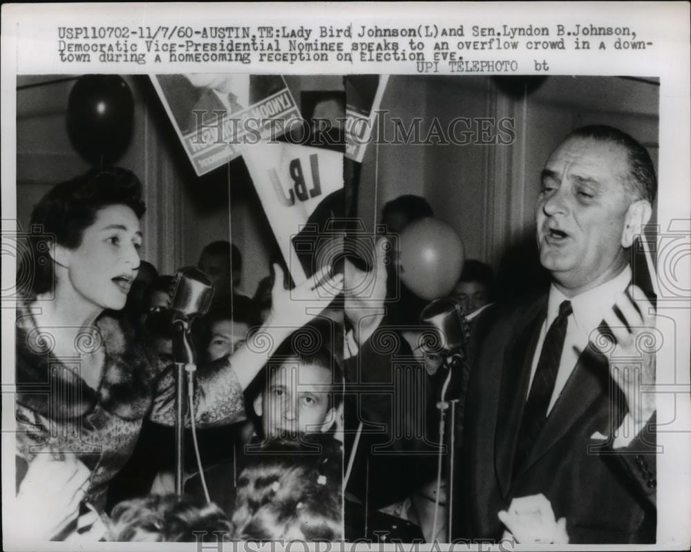 1960 Press Photo Sen Lyndon Johnson Speaks To Overflow Crowd During Homecoming 1960 Press Photo Sen Lyndon Johnson Speaks To Overflow Crowd During Homecoming