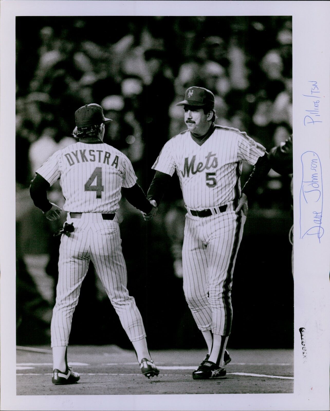 LG847 1986 Original Photo DAVE JOHNSON LENNY DYKSTRA New York Mets WORLD SERIES