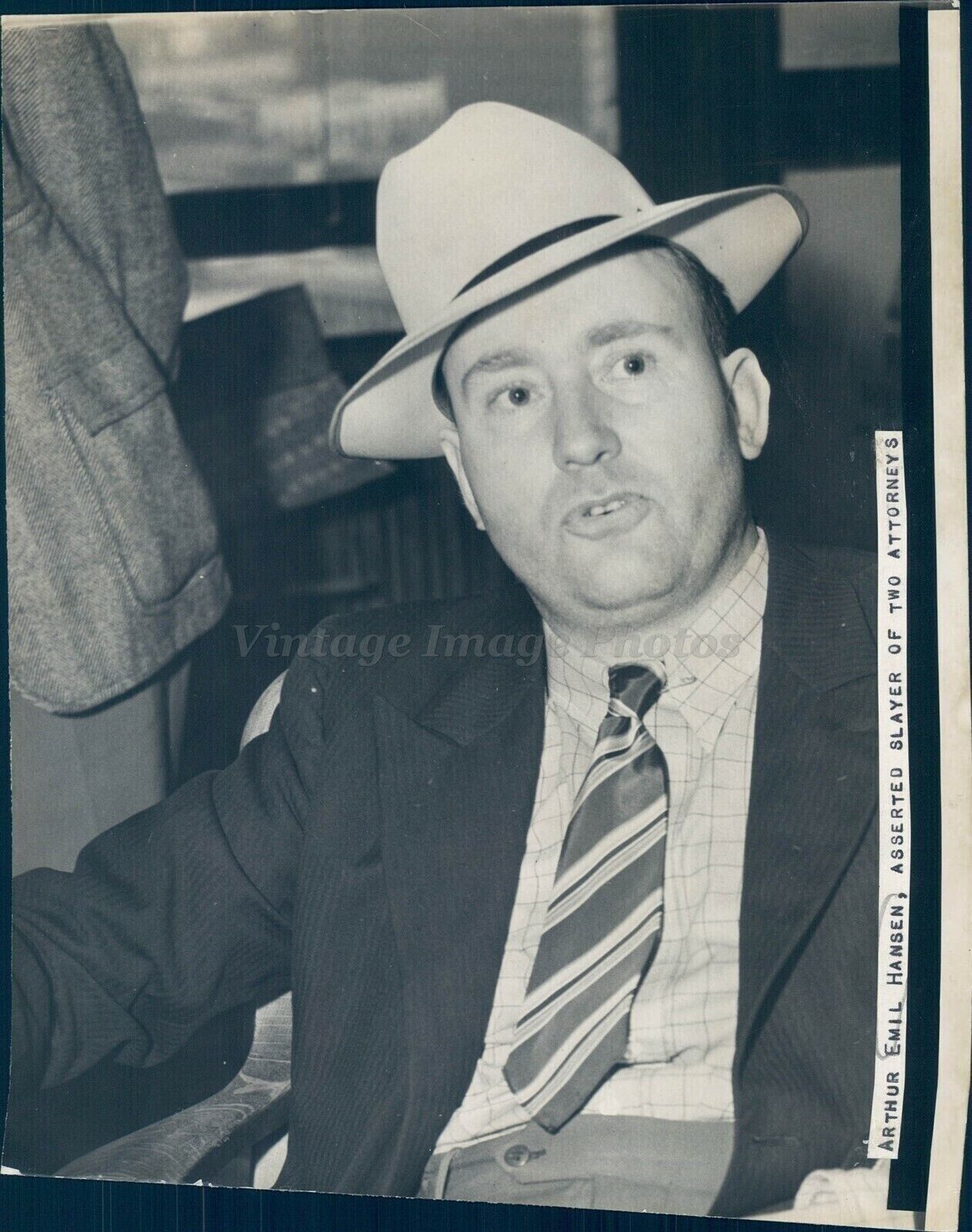 1938 Photo Murder Suspect Arthur Emil Hansen Asserted Slayer Attorneys Crime