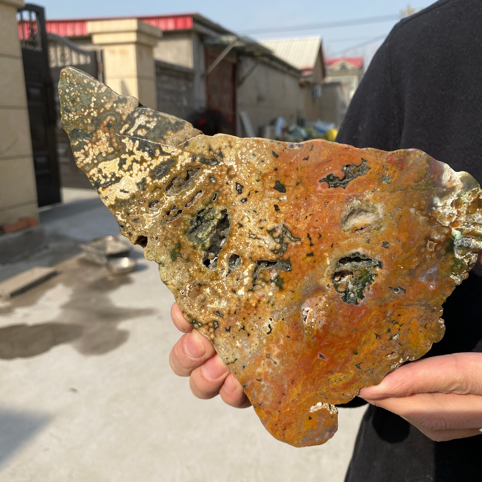650g Rare Natural Ocean Jasper Quarty Crystal Slice Specimen Healing