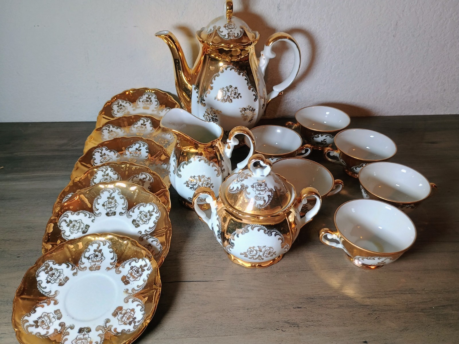 Bavarian Gold/Porcelain Tea Set (Serving for 6) - Antique- Beautiful SHIPS FREE