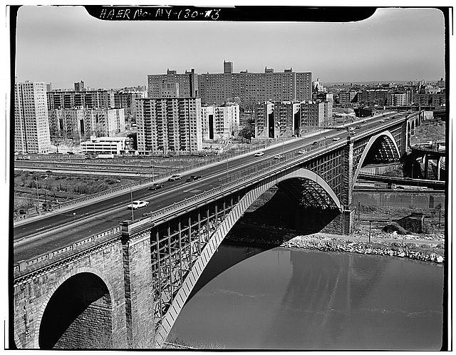 Washington Bridge Manhattan New York City 1930s Arches Bridge Roadway Skyline