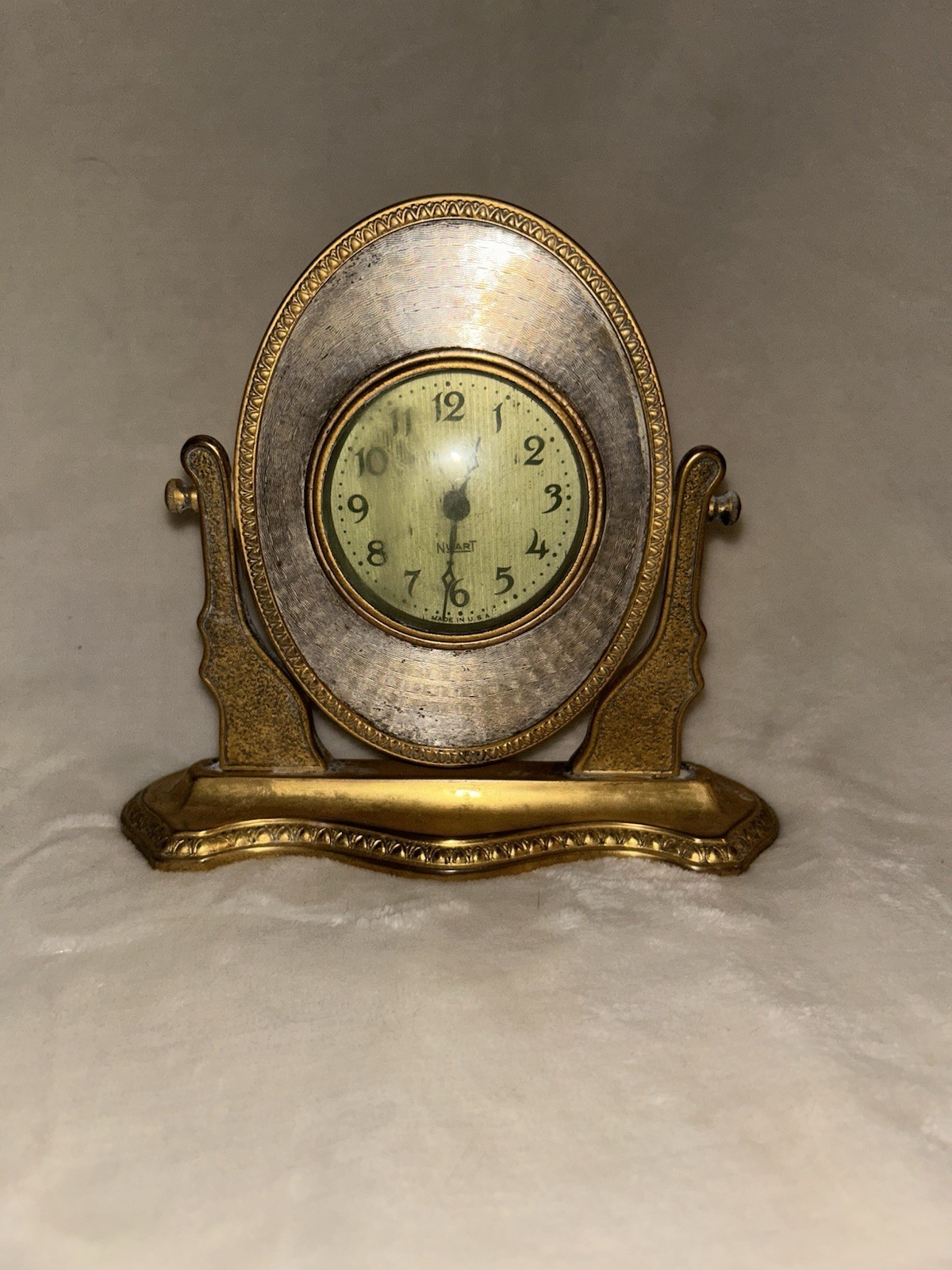 Extremely Rare Nuart Art Deco Brass Desk/ Budoir Dressor Wind Up Clock 1920\'s Extremely Rare Nuart Art Deco Brass Desk/ Budoir Dressor Wind Up Clock 1920\'s