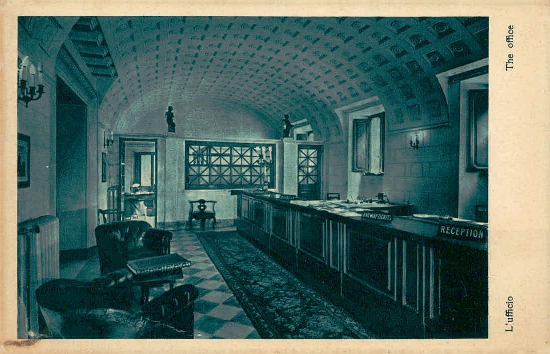 Rome Italy Grand Hotel de Russie Reception Office Vintage Postcard