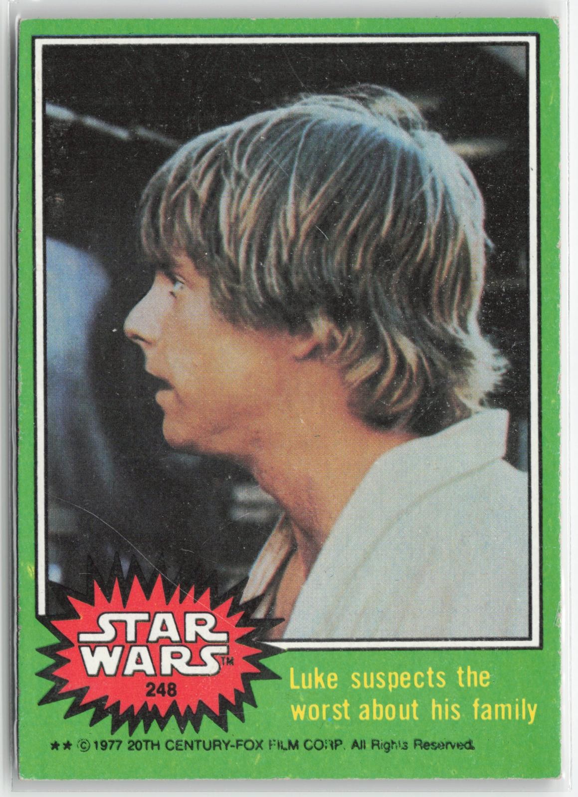 1977 Topps Star Wars Luke suspects the worst about his family #248 1977 Topps Star Wars Luke suspects the worst about his family #248