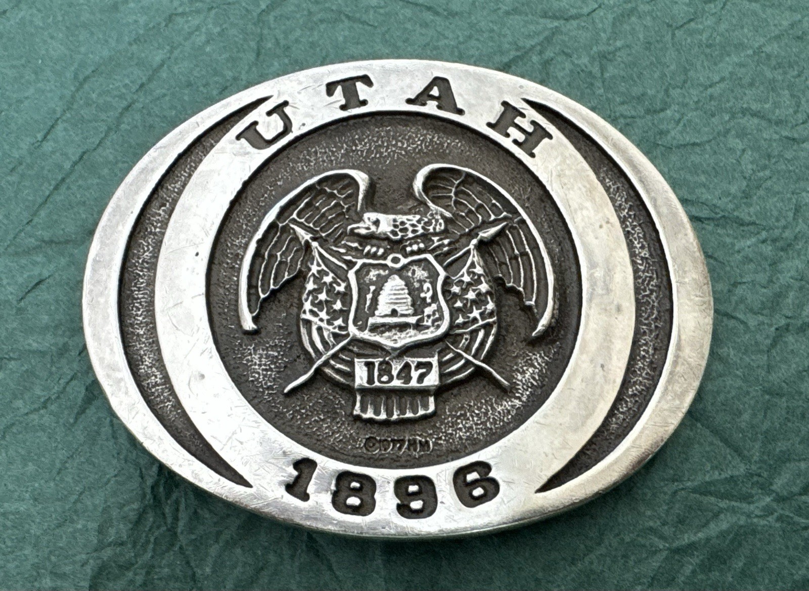 VTG RARE 1896 Utah State Signed Christensen # 39/100 Sterling Silver Belt Buckle VTG RARE 1896 Utah State Signed Christensen # 39/100 Sterling Silver Belt Buckle