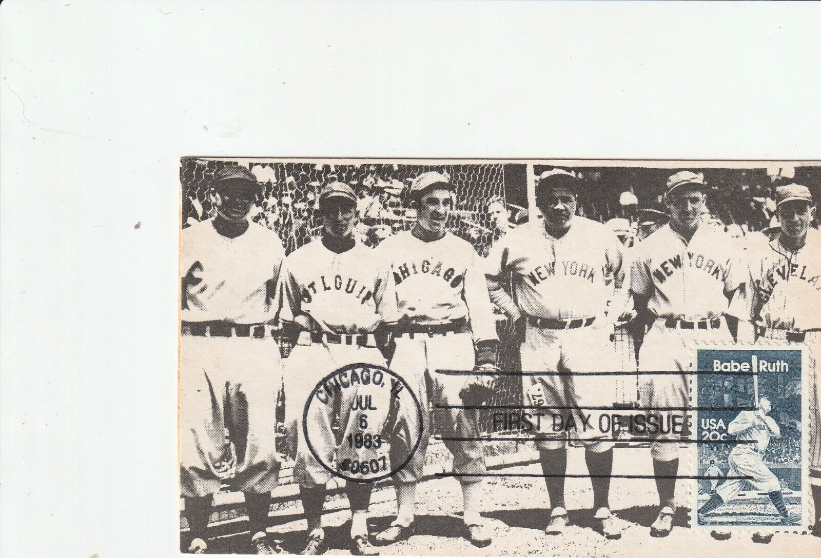 Babe Ruth -- 1934 American League All Stars -- Modern Postcard - FDC his Stamp
