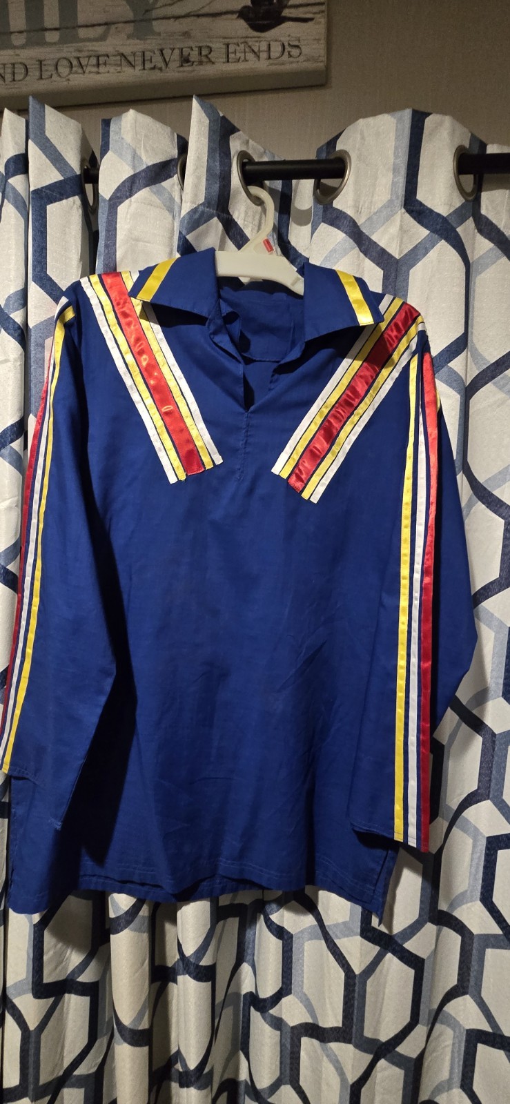 Native American Cherokee Men’s Ribbon Shirt Blue Cotton Size Medium Vintage Native American Cherokee Men’s Ribbon Shirt Blue Cotton Size Medium Vintage