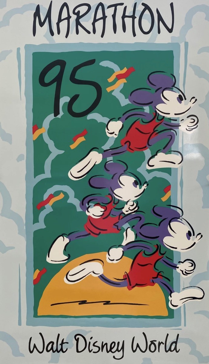 Vintage 1995 Walt Disney World Marathon Mickey Mouse Running Poster 17 Vintage 1995 Walt Disney World Marathon Mickey Mouse Running Poster 17