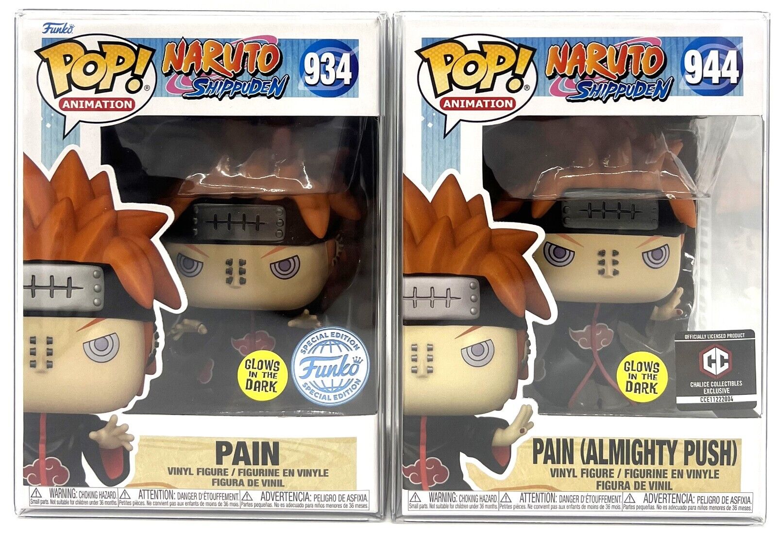 Funko Pop Naruto Shippuden Pain SE #934 & Pain Chalice Exclusive #944 Glow