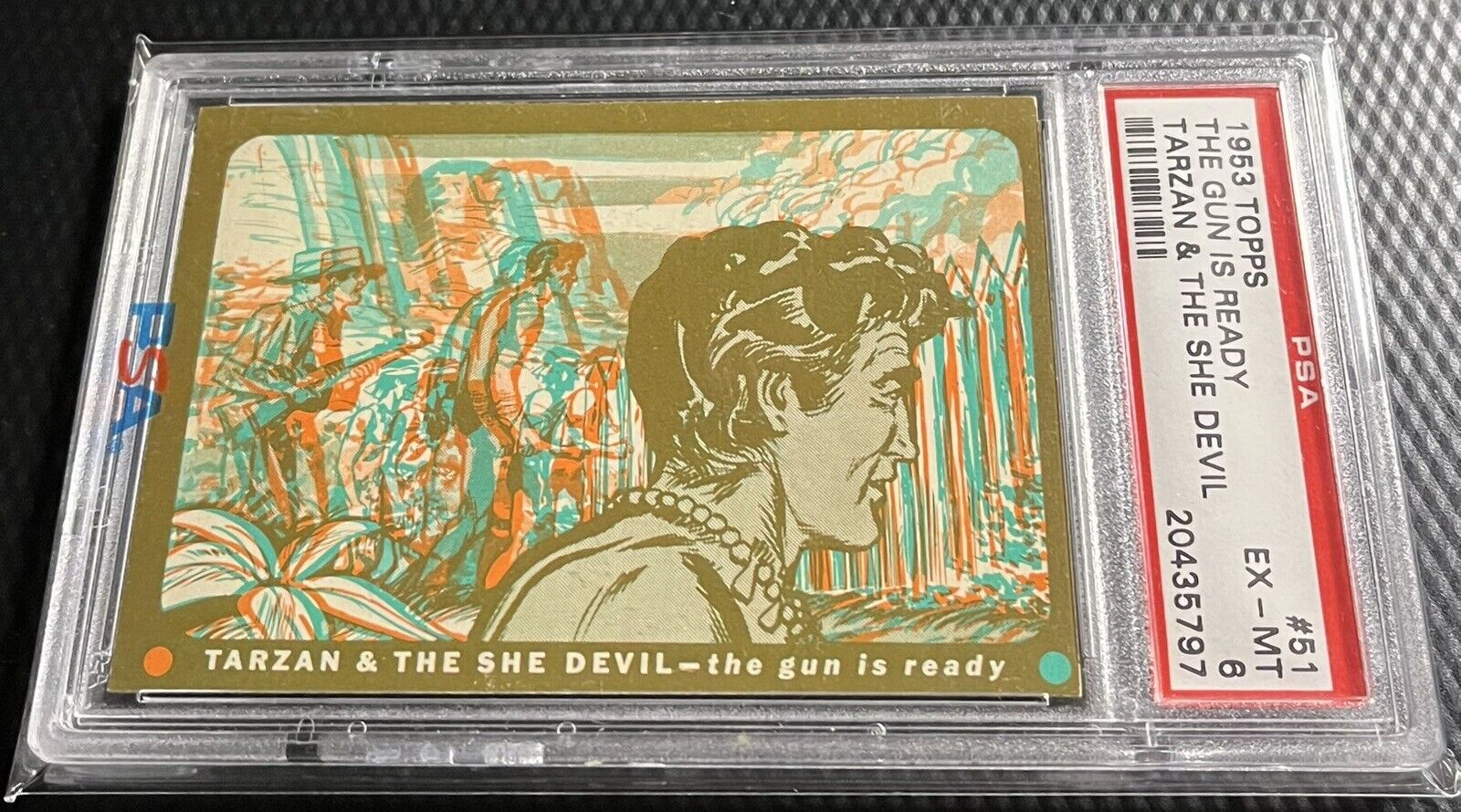 1953 Topps Tarzan & The She Devil PSA 6 Card #51 - The Gun is Ready - Vintage