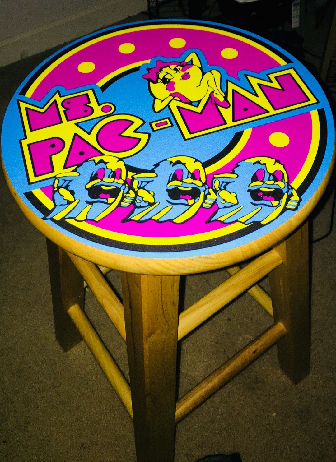 MS PAC MAN Bar Stool “Decal Only” Scratch Resistant Polycarbonate Laminate MS PAC MAN Bar Stool “Decal Only” Scratch Resistant Polycarbonate Laminate
