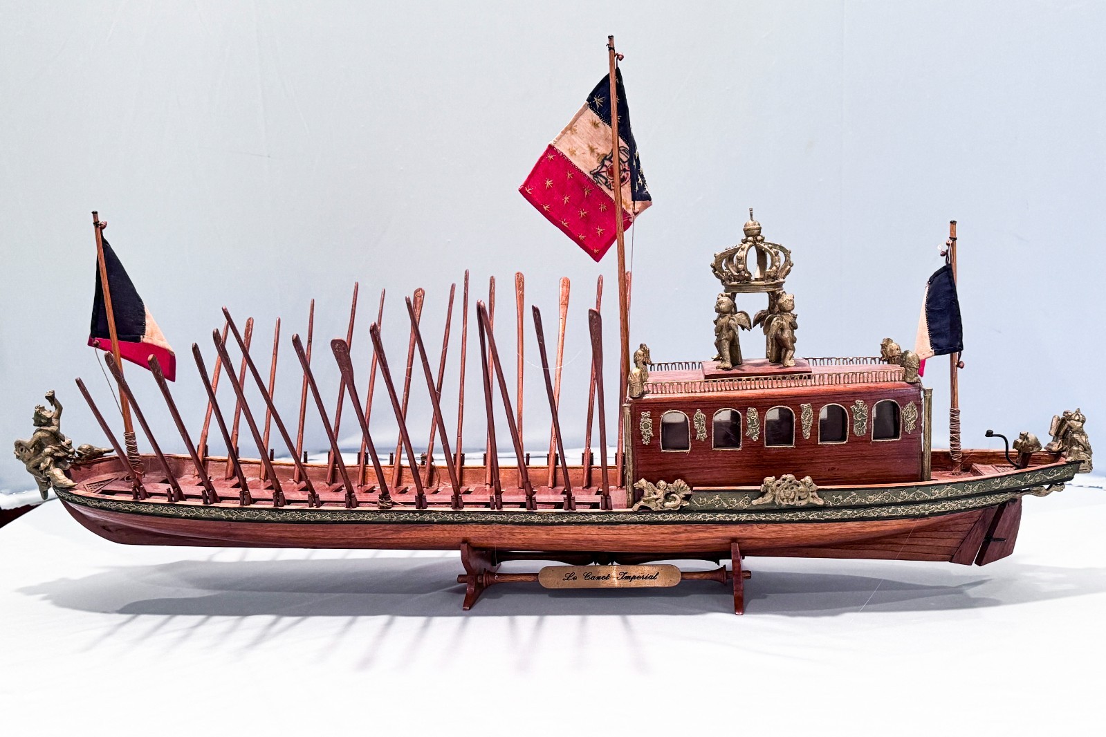 Antique Handmade Wood Ship Model of the Napoleon Imperial Barge Waterloo Battle Antique Handmade Wood Ship Model of the Napoleon Imperial Barge Waterloo Battle