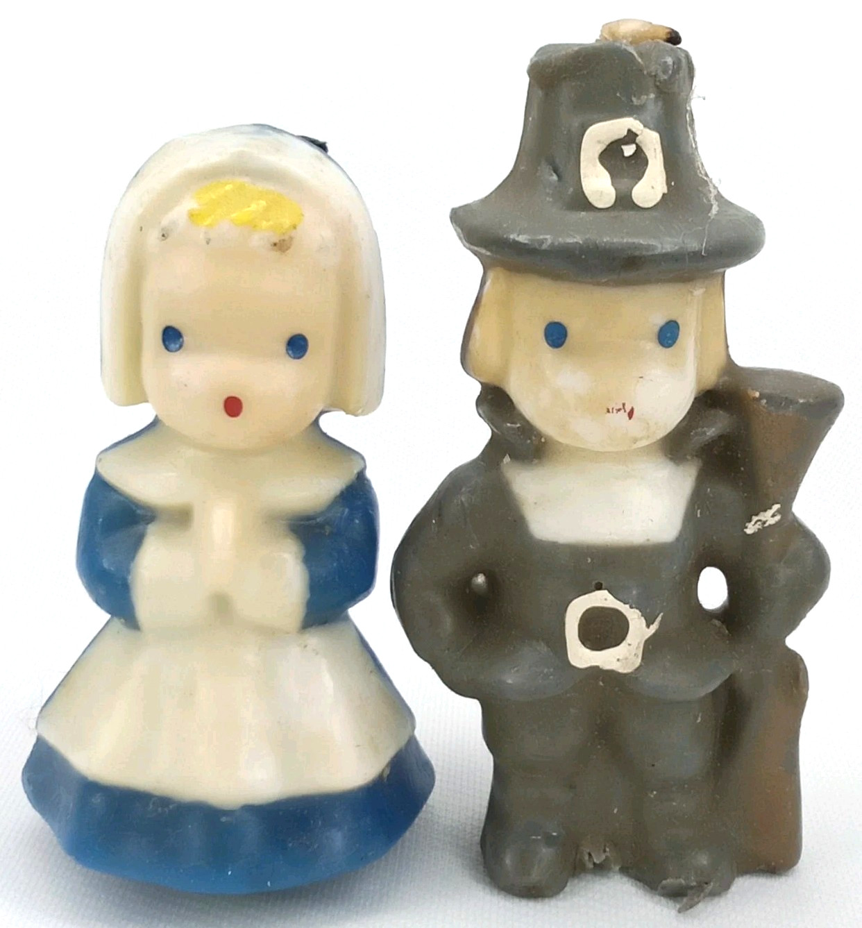 Antique 1930s Tavern Novelty Pilgrim Couple Thanksgiving Candle Made In USA Antique 1930s Tavern Novelty Pilgrim Couple Thanksgiving Candle Made In USA