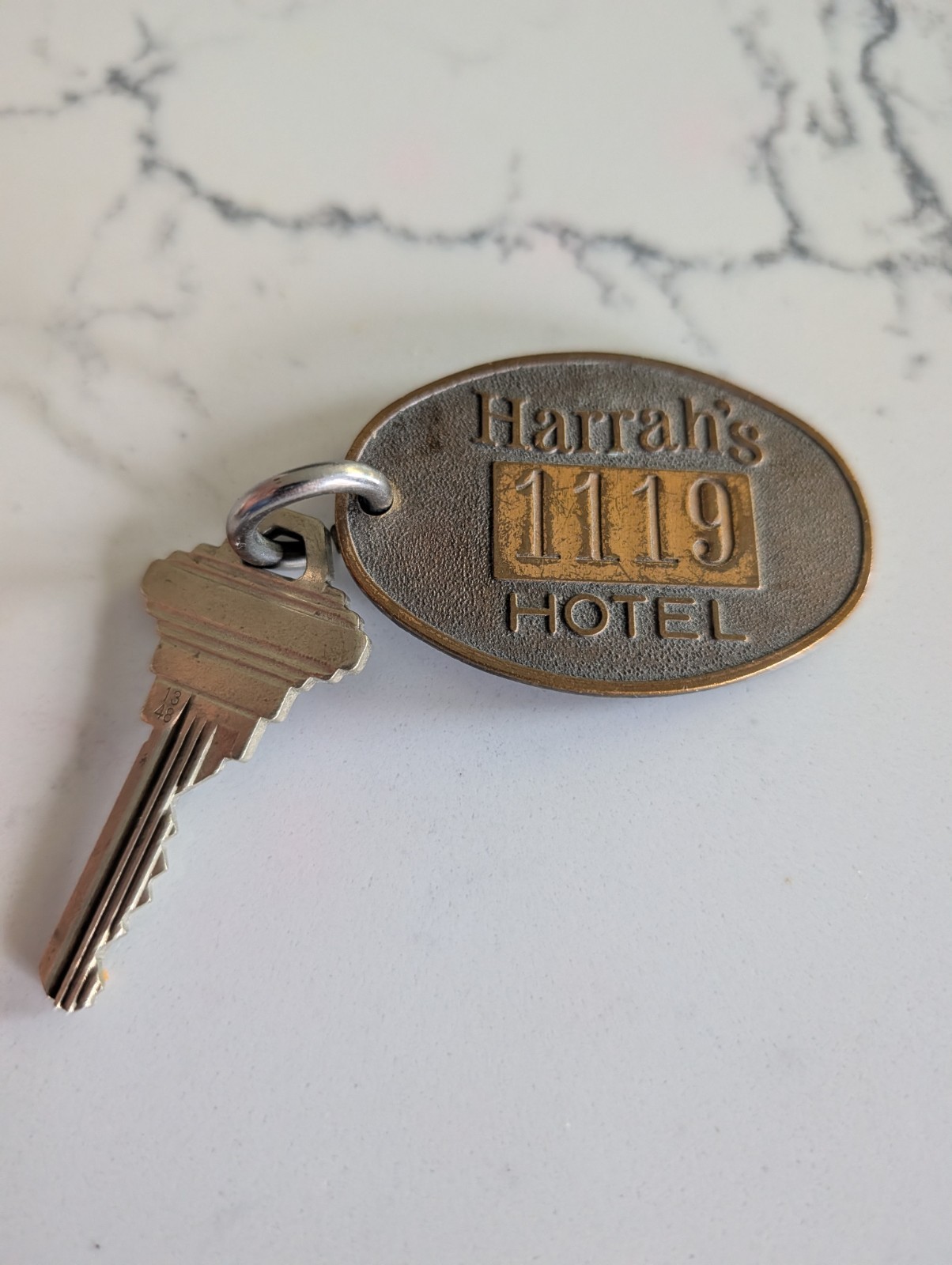 Vintage Harrah's Hotel Room 1119 Brass Keychain Reno Nevada Collectible Vintage Harrah's Hotel Room 1119 Brass Keychain Reno Nevada Collectible