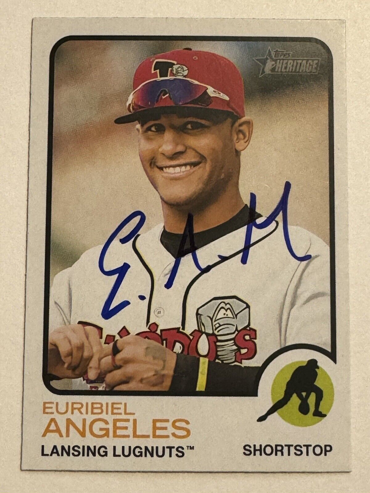 2022 TOPPS HERITAGE MINORS EURIBIEL ANGELES IP SIGNED CARD