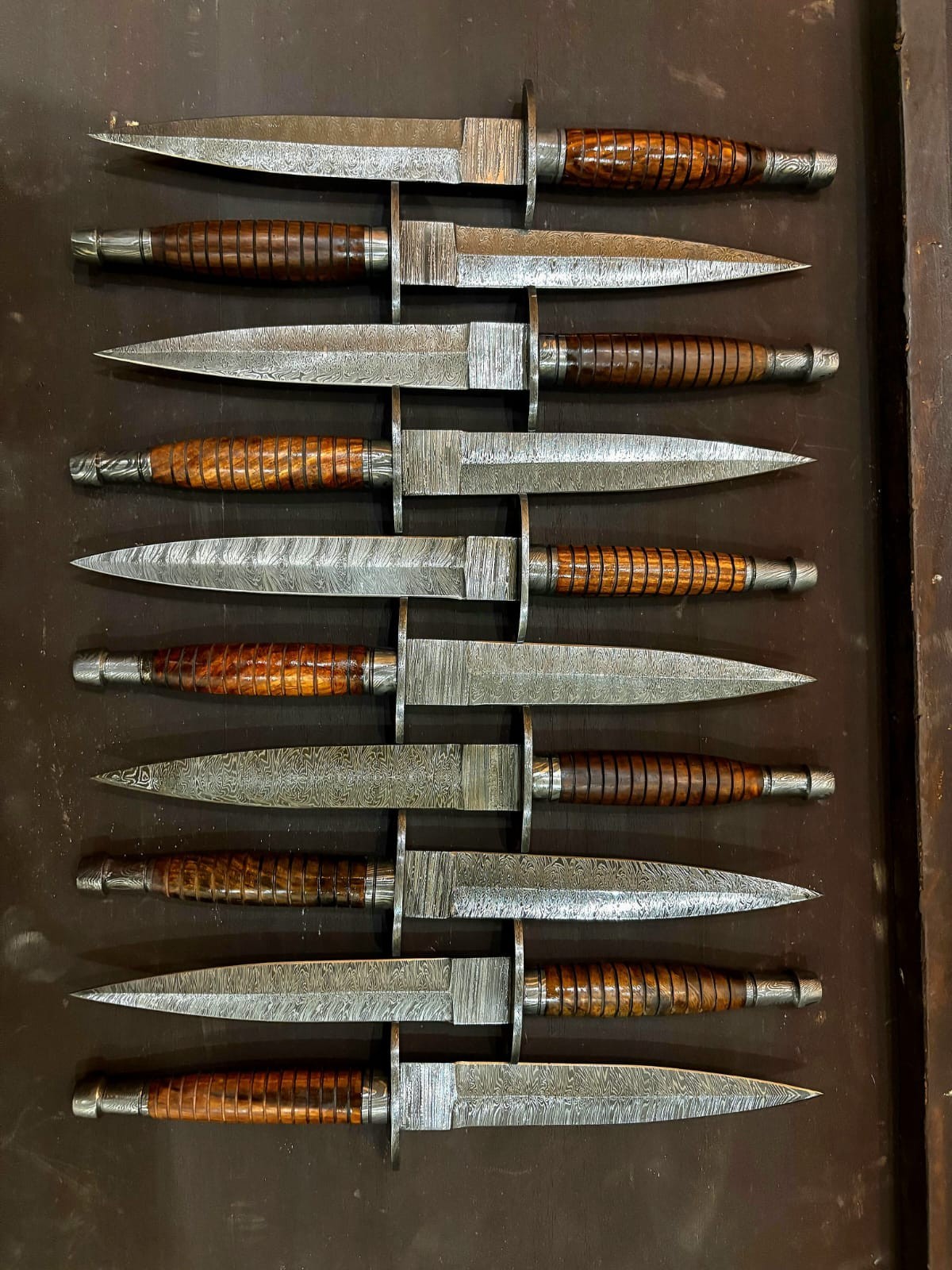Lot of 5 Damascus Rose Wood Daggers & Knives Premium Handcrafted No Tariff USA