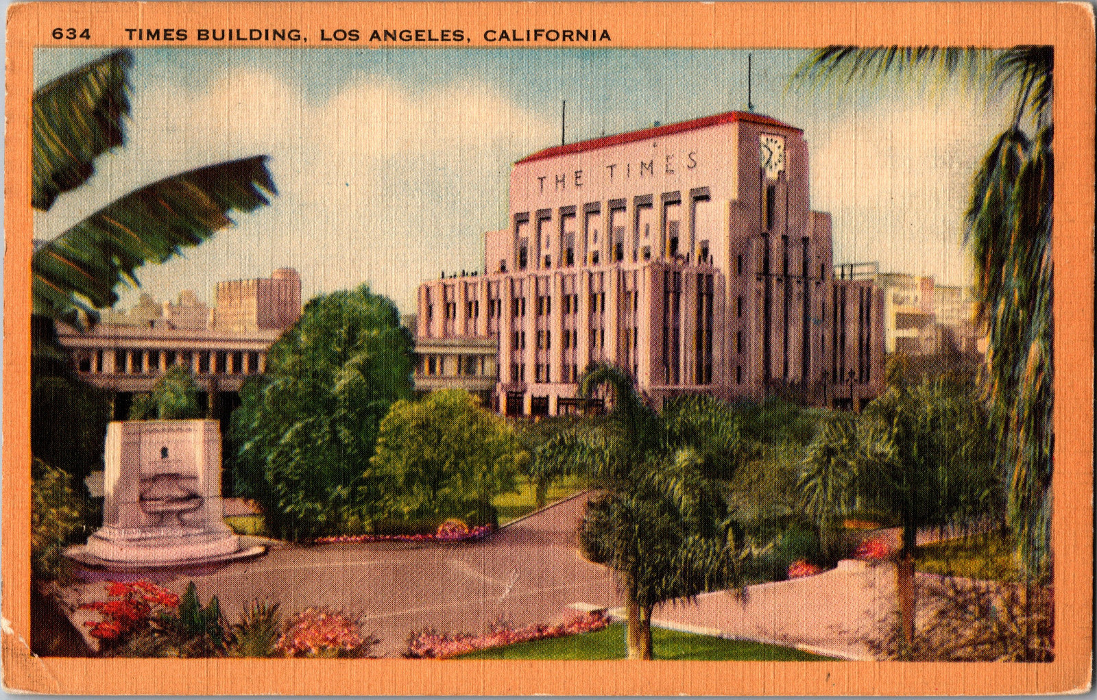 Vintage Postcard Los Angeles California LA Times Building Linen 1944
