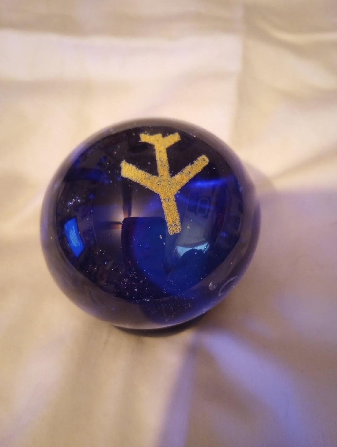 Vintage Blue Nautical Airplane Motif Handblown Paperweight Vintage Blue Nautical Airplane Motif Handblown Paperweight