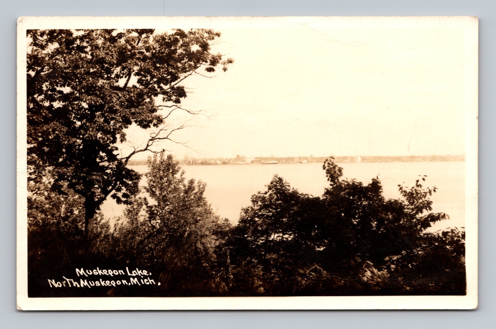 North Muskegon MI Muskegon Lake Scenic View Real Photo Antique RPPC Postcard North Muskegon MI Muskegon Lake Scenic View Real Photo Antique RPPC Postcard