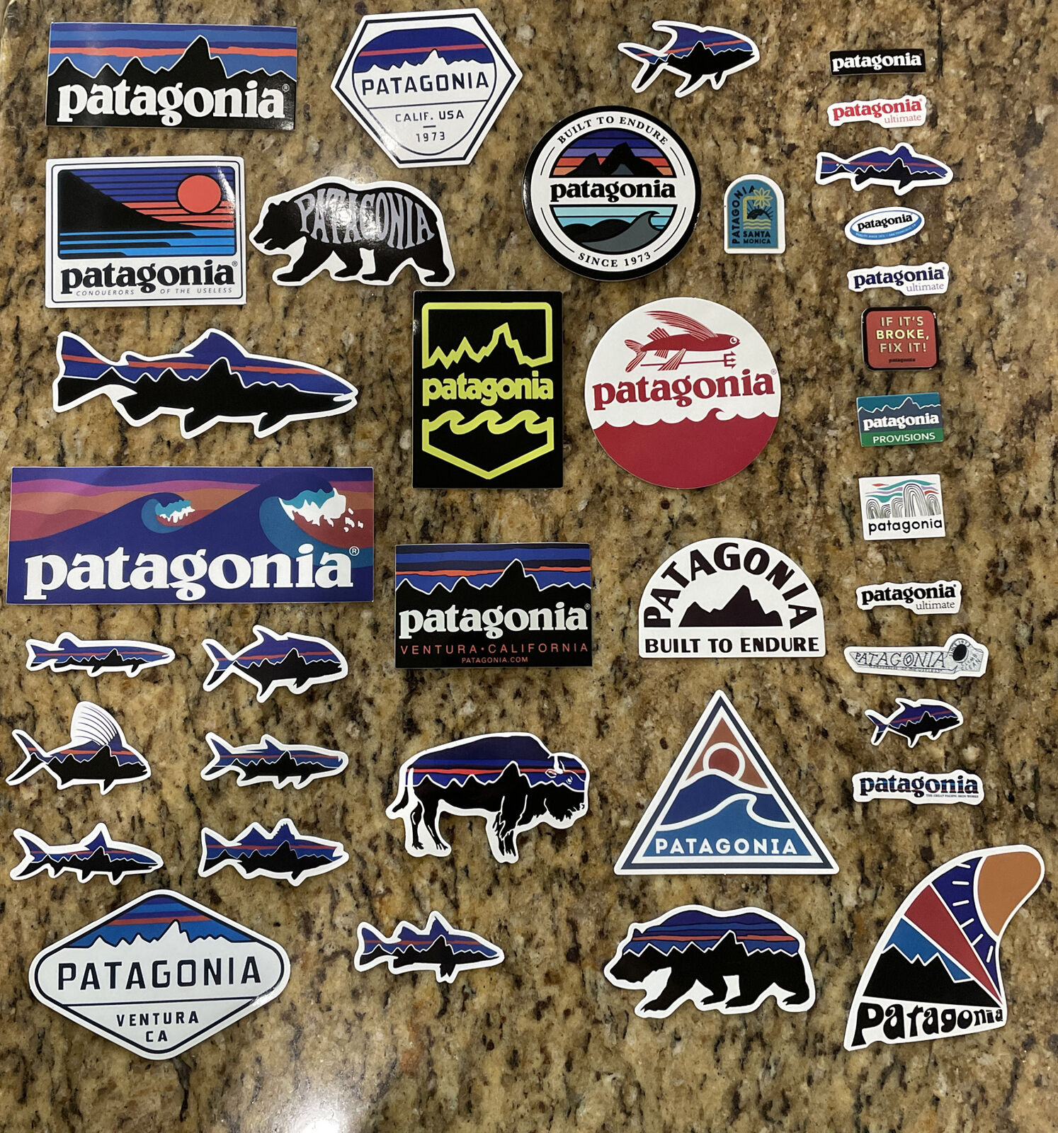 Huge Lot Of 36 Decals/Stickers Patagonia