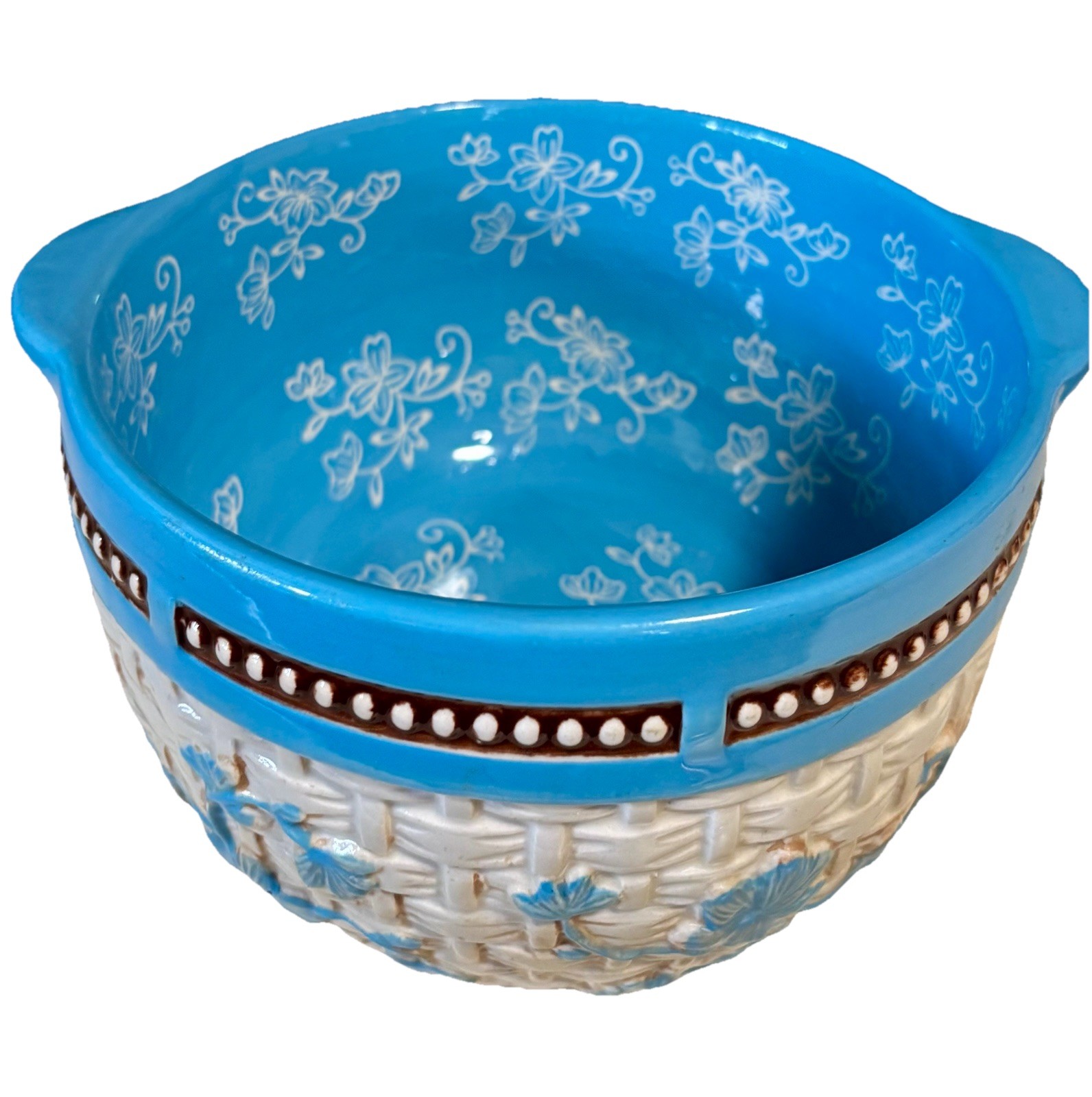 Temptations Vintage 9.5” Mixing Bowl With Handles Floral Lace Temptations Vintage 9.5” Mixing Bowl With Handles Floral Lace