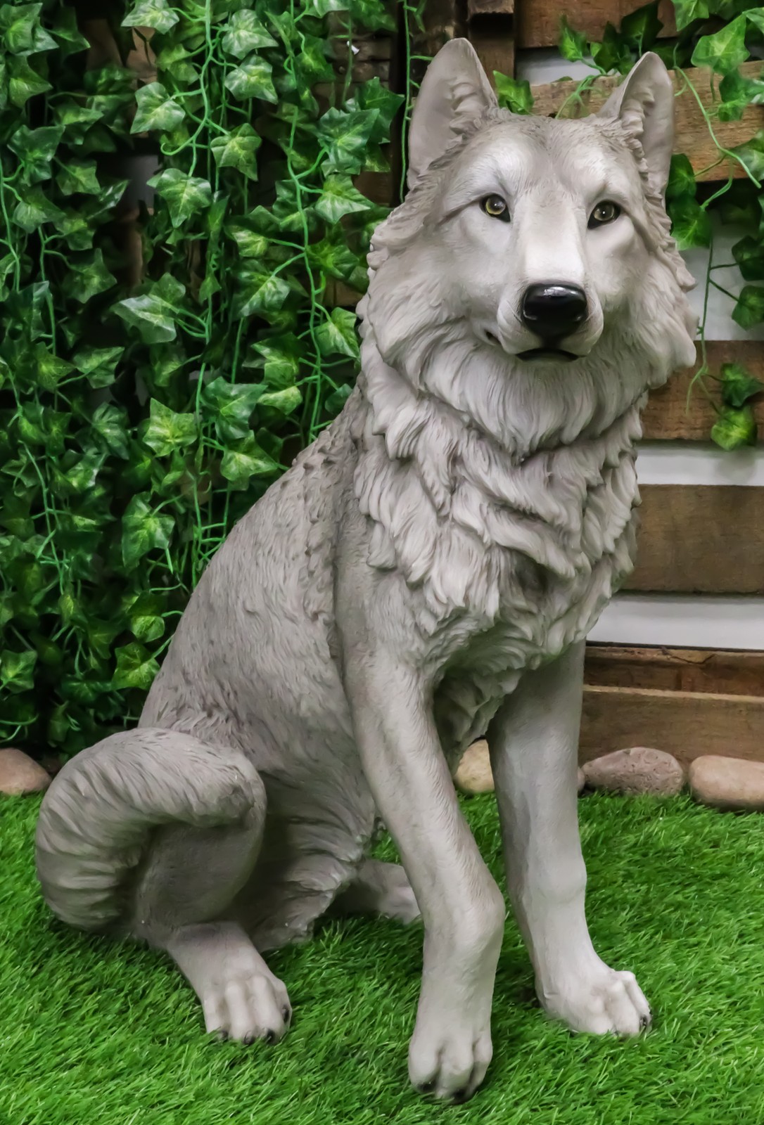 Ebros Large Dakota Wildlife Sitting Alpha Gray Wolf Statue 20.5 Ebros Large Dakota Wildlife Sitting Alpha Gray Wolf Statue 20.5