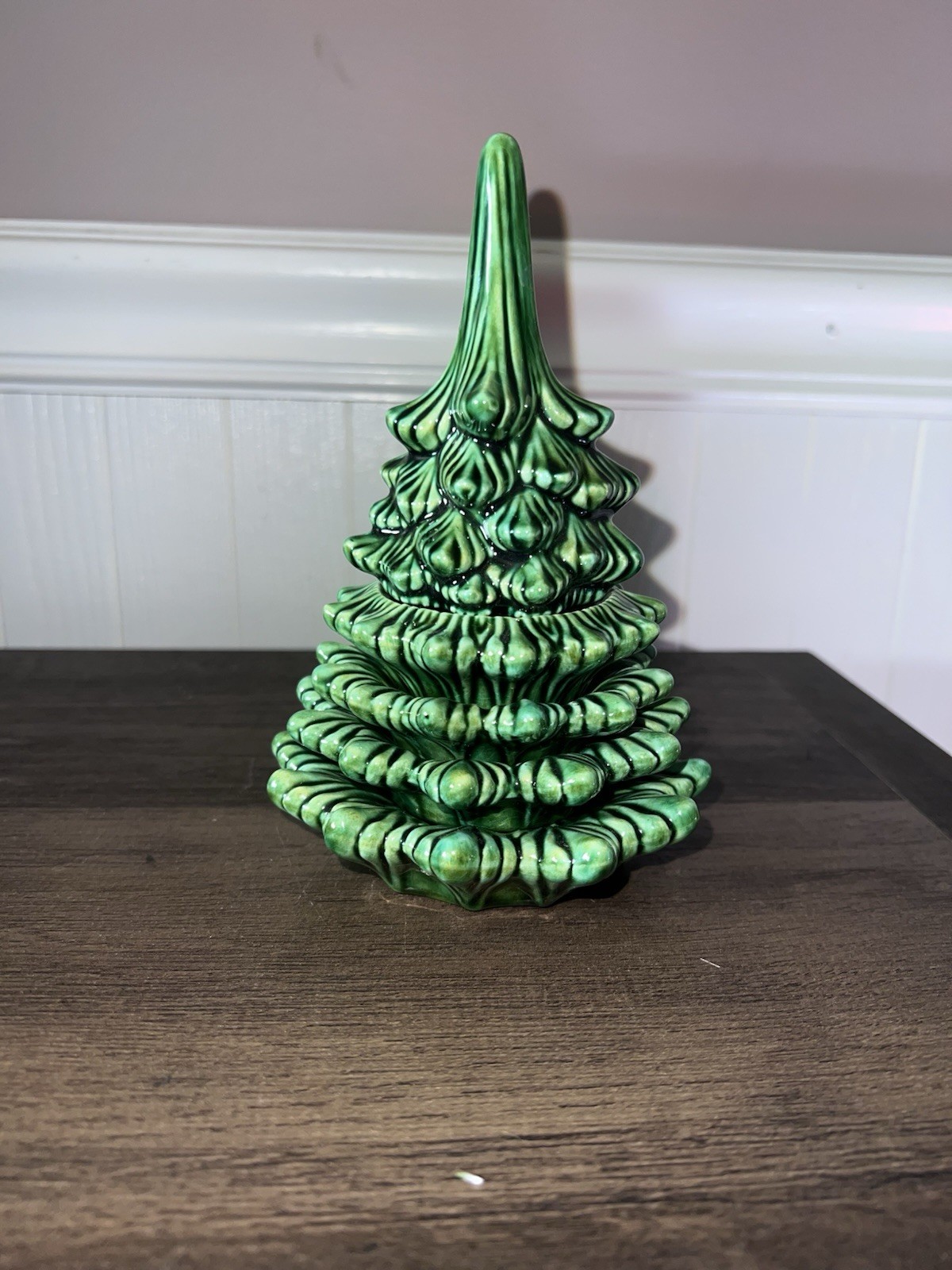 Vintage 1969 Stacking Ceramic Christmas Tree Lighter and Ashtray Set MCM Japan Vintage 1969 Stacking Ceramic Christmas Tree Lighter and Ashtray Set MCM Japan