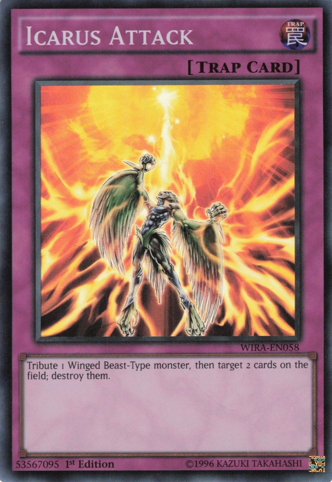 Yugioh Icarus Attack WIRA-EN058 Super Rare 1st Edition LP Yugioh Icarus Attack WIRA-EN058 Super Rare 1st Edition LP